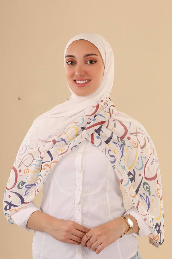 Crep Hijab - Arabische Buchstaben - Model 3